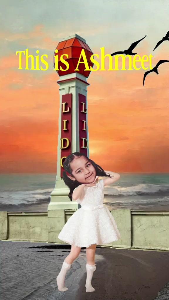 Illustrated Ashmeet as a child at a seaside lido